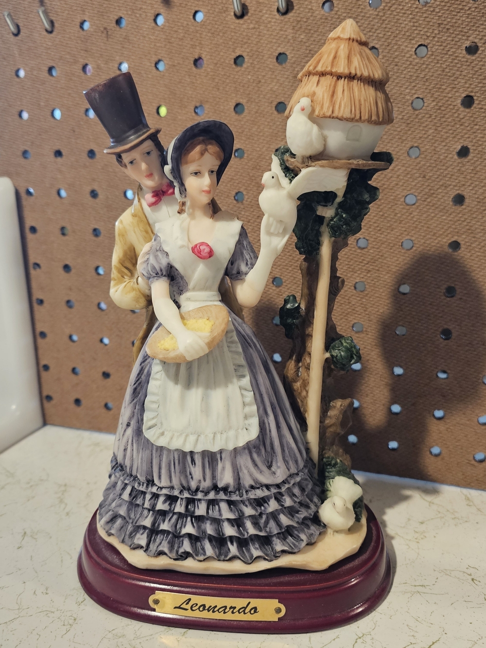 Vintage Purple and White Victorian Couple Figurine by Vintage